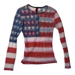 Just in time size small medium mesh American aso tv Patriotic Star Stripe Top